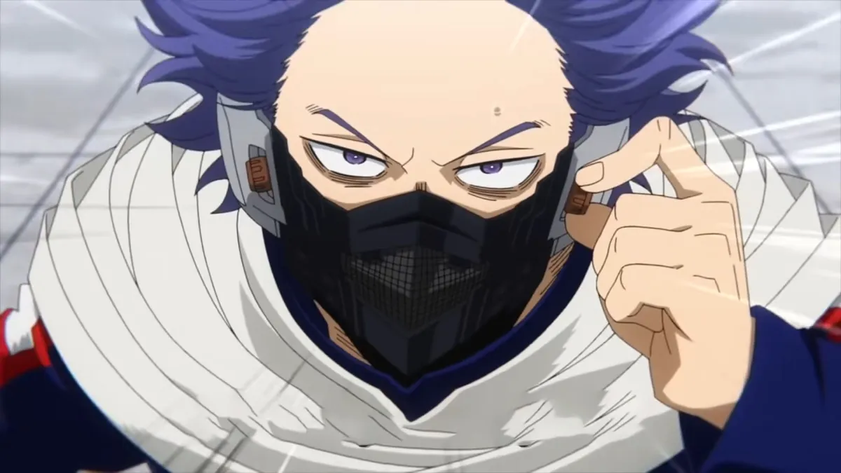A character touching his mask in MHA. This image is part of an article about all the major My Hero Academia (MHA) arcs, ranked from worst to best.