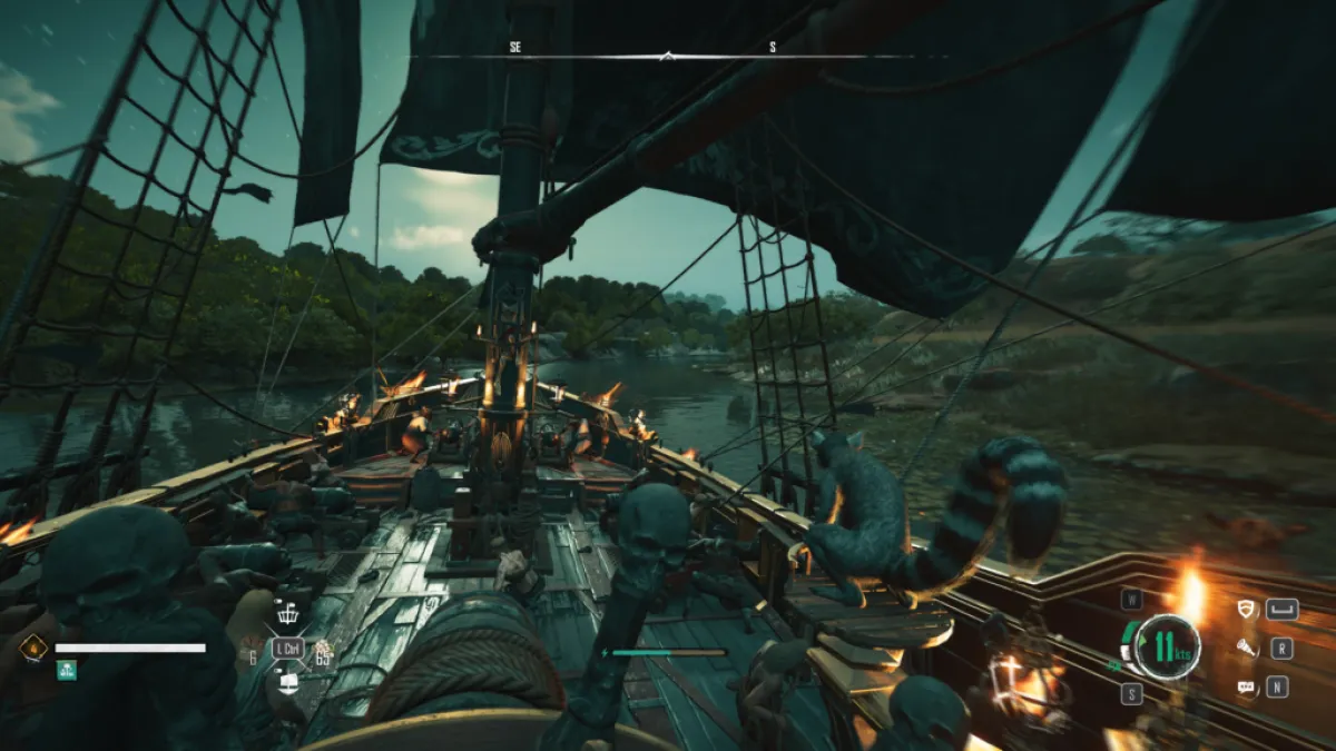 first person view of sailing in skull and bones