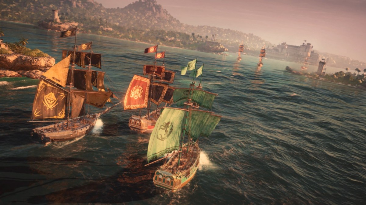 three ships sailing together to saint-anne in skull and bones