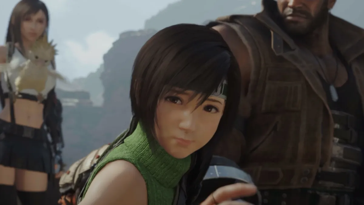 A header image showing Yuffie in FF7 Rebirth about to throw up following the minecart sequence in Corel.