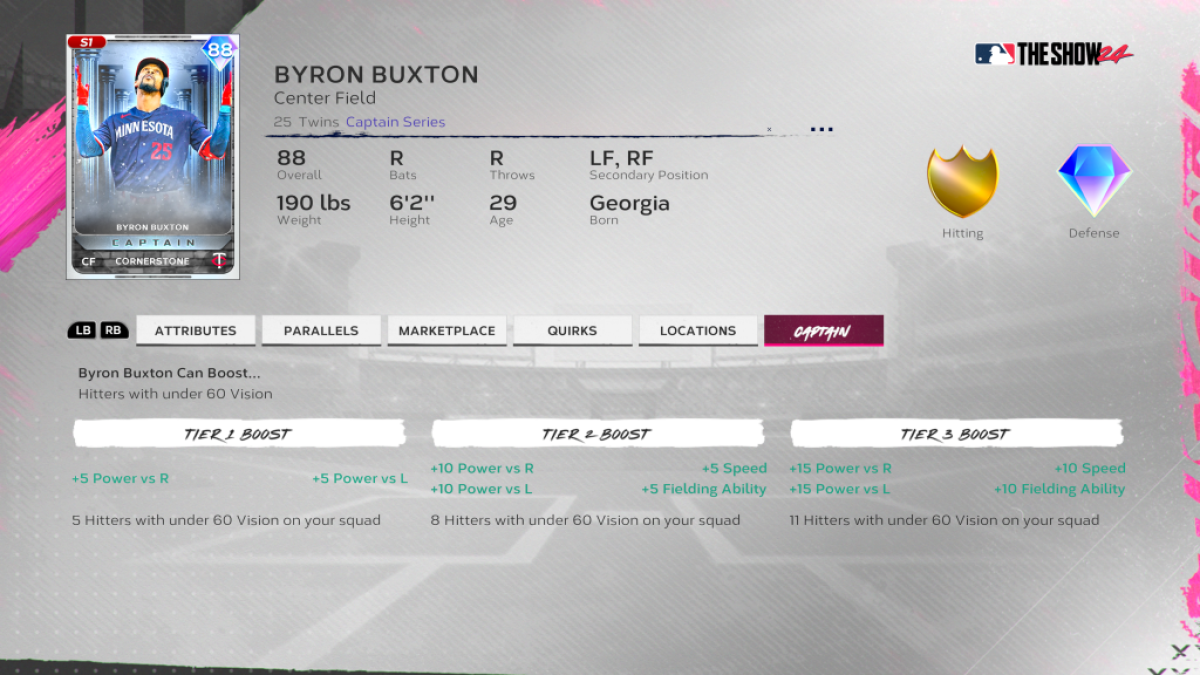 MLB The Show 24 Byron Buxton Cornerstone card
