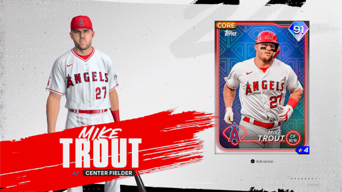 Mike Trout's Live Series card in MLB The Show 24