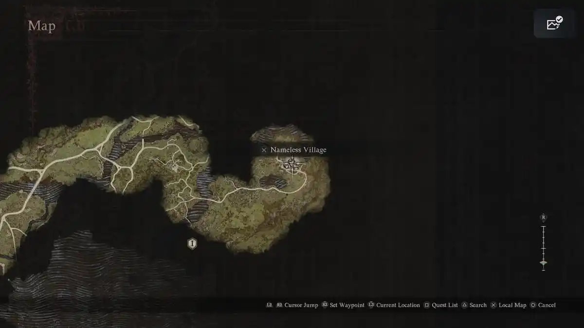 a screenshot of the nameless village location in dragon's dogma 2