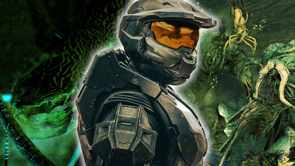 The Master Chief, Gravemind, and Flood grunts from various Halo media
