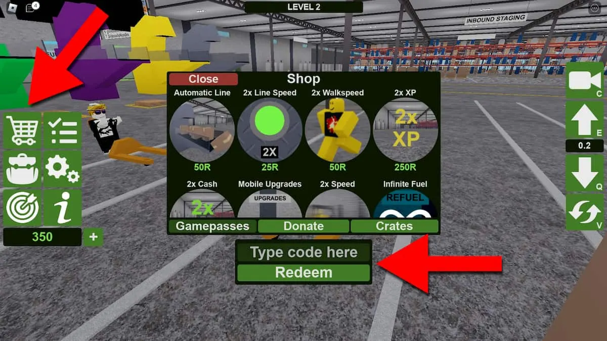 How to redeem codes in Forklift Simulator