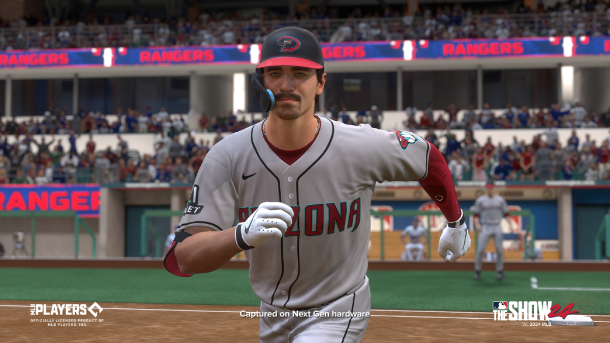 Corbin Carroll runs the bases in MLB The Show 24. This image is part of an article about how MLB The Show 24 Has Something for Every Baseball Fan