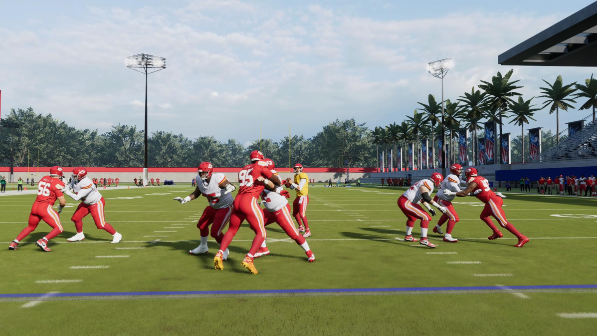 Patrick Mahomes navigating the pocket in Madden 24. This image is part of an article about the best defense in Madden 24.
