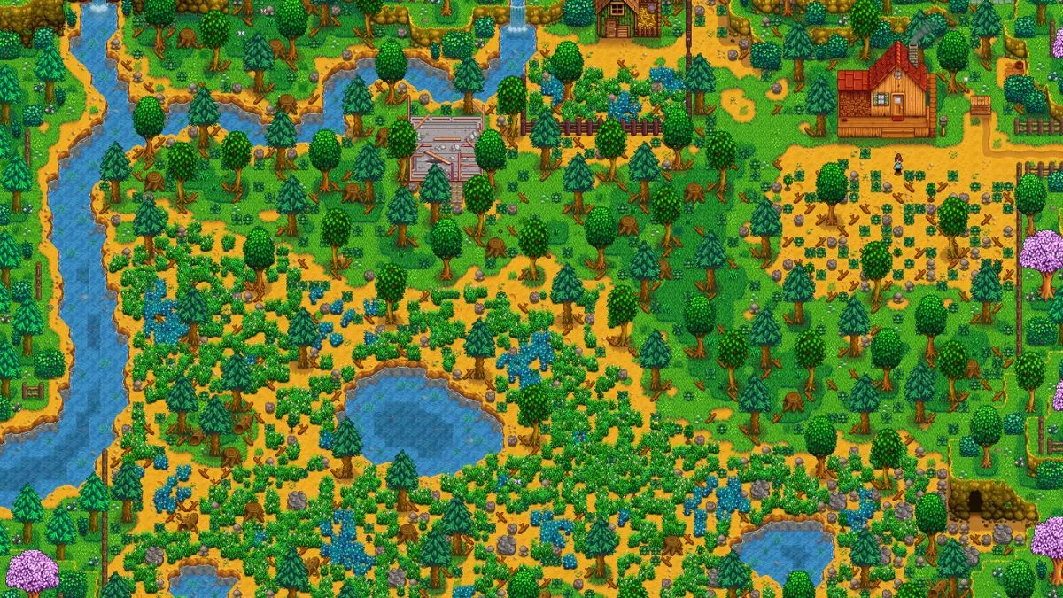 Map of the Meadowlands Farm layout in Stardew Valley