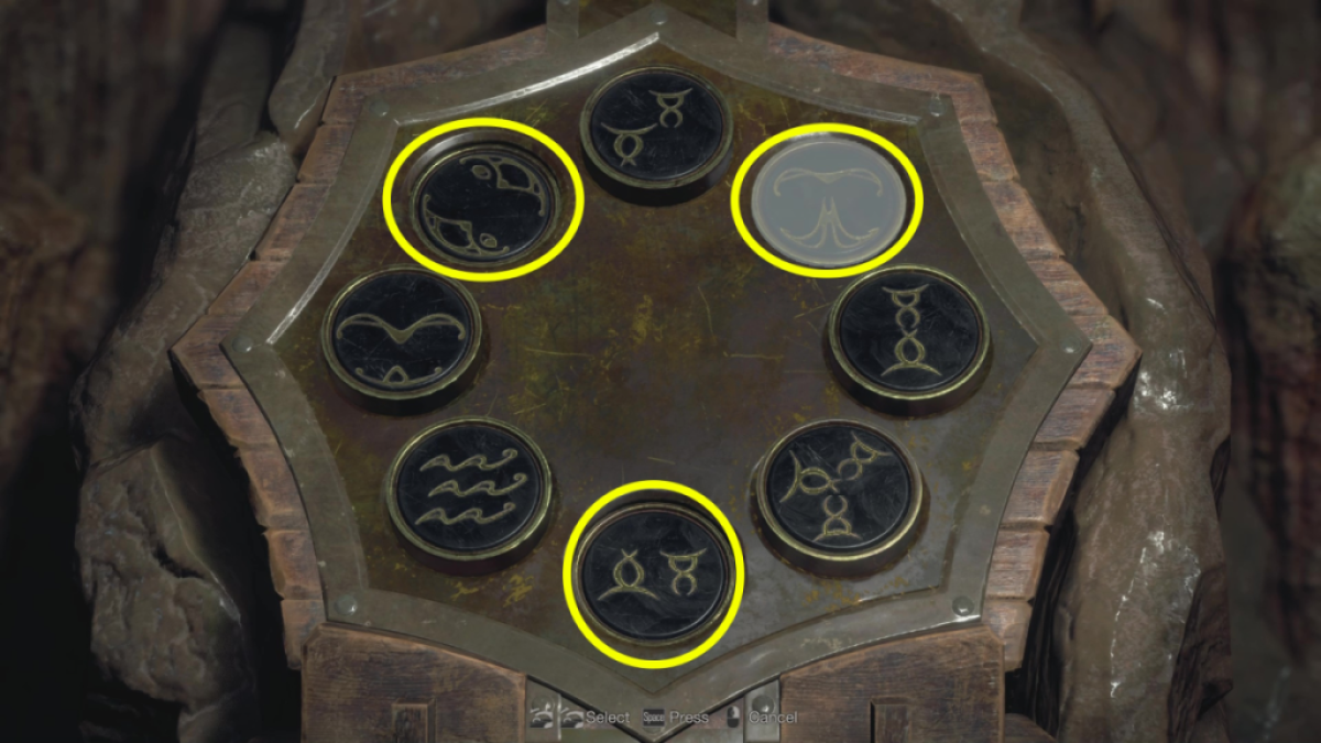 The buttons to the second cave puzzle console are highlighted