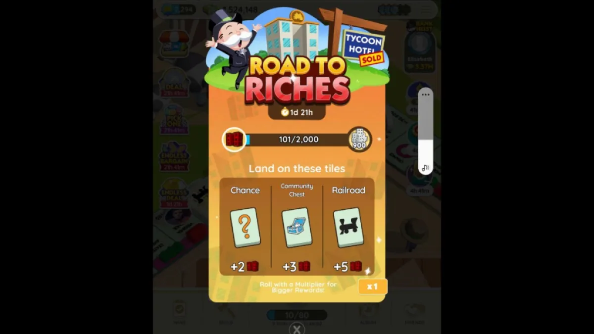 Road to riches Rewards Monopoly GO