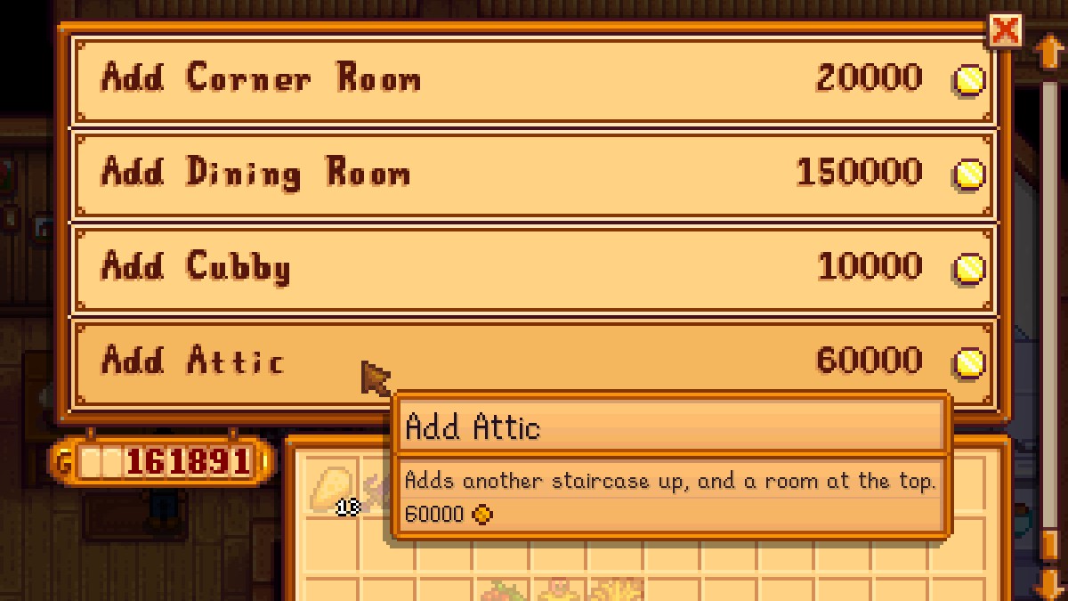 Расширение чердака Stardew Valley 1.6