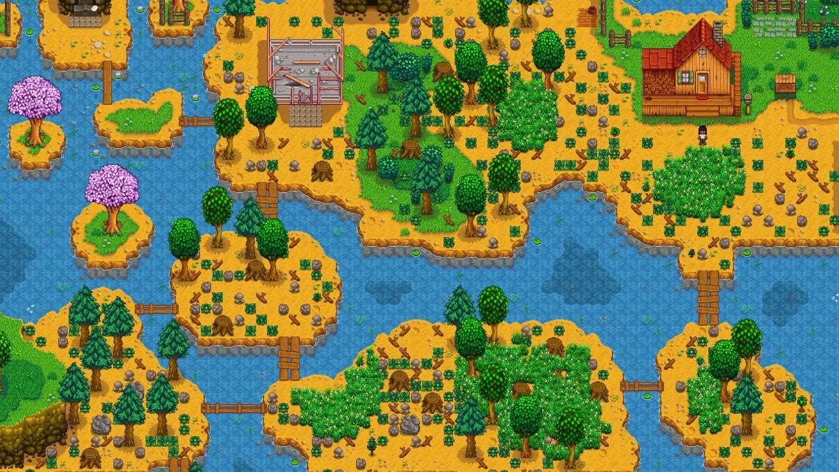Map of the Stardew Valley Riverlands Farm layout