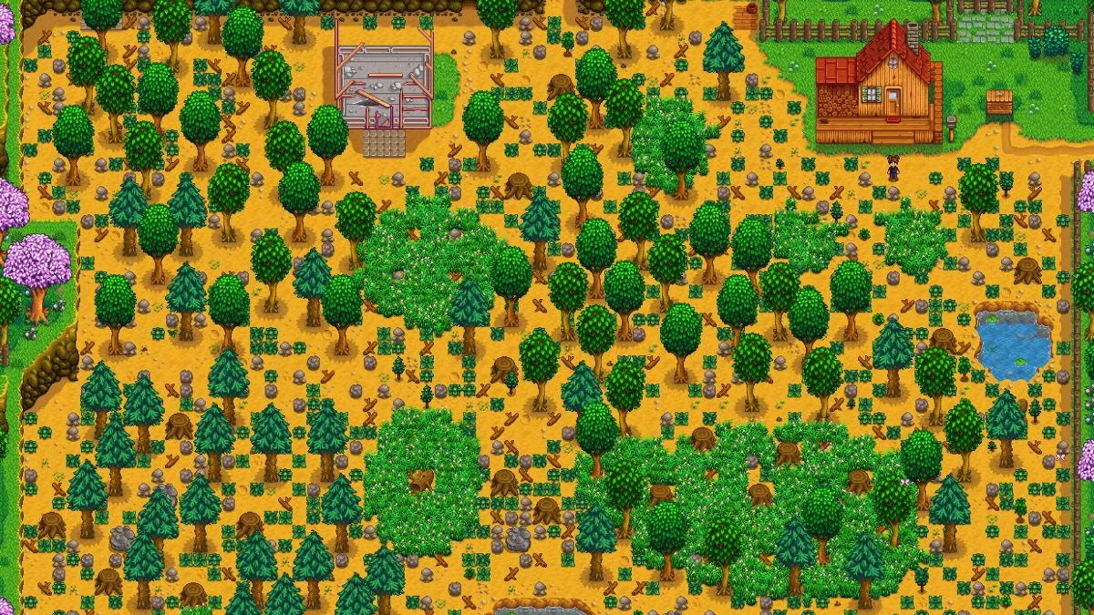 A map of the Stardew Valley Standard Farm layout
