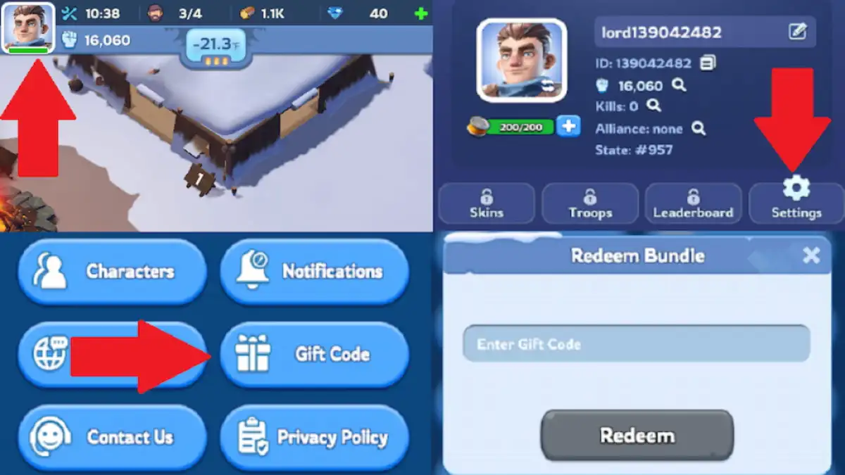 Whiteout survival mobile game gift code redemption