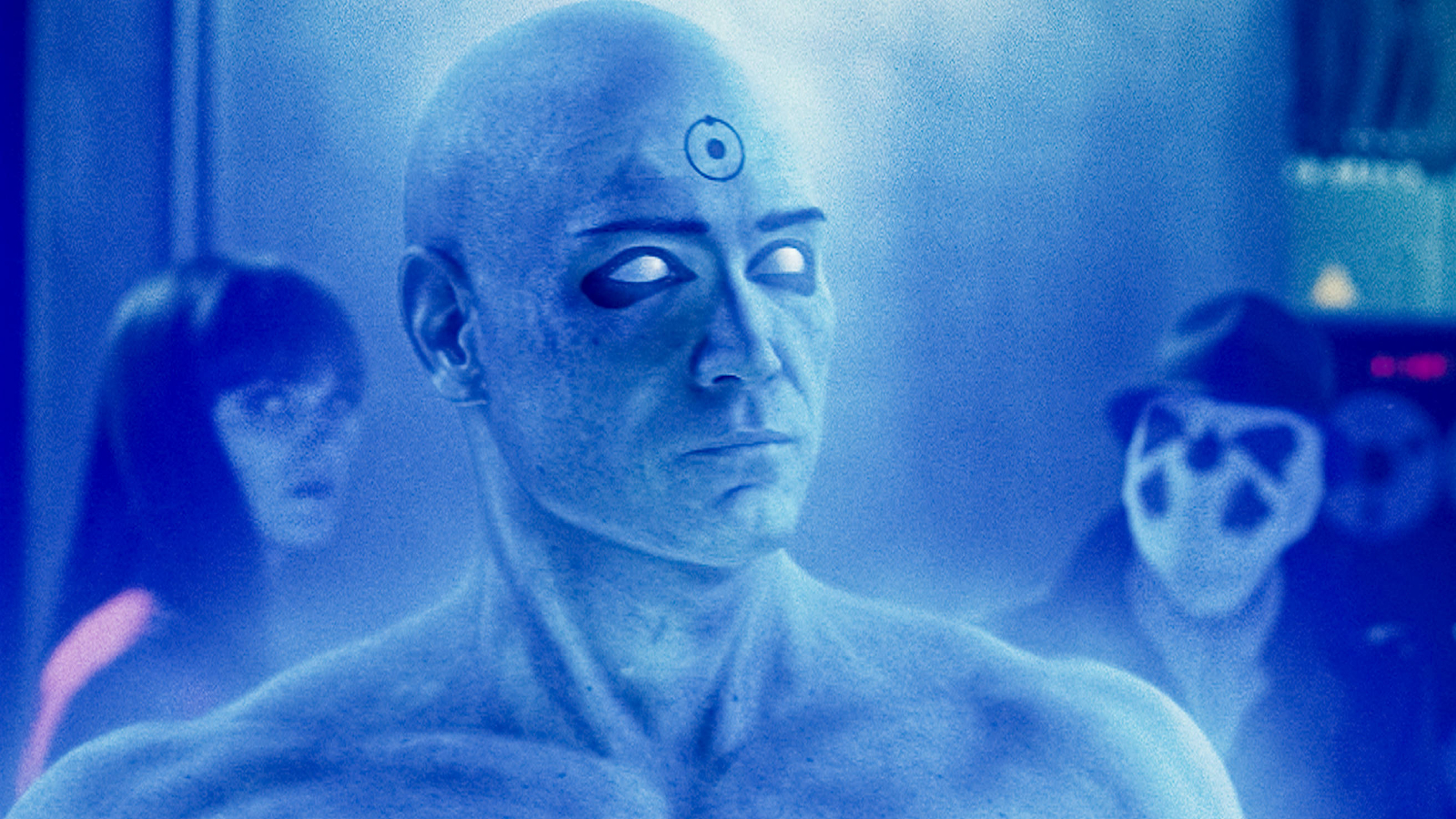 Doctor Manhattan, Silk Spectre, and Rorschach in Watchmen