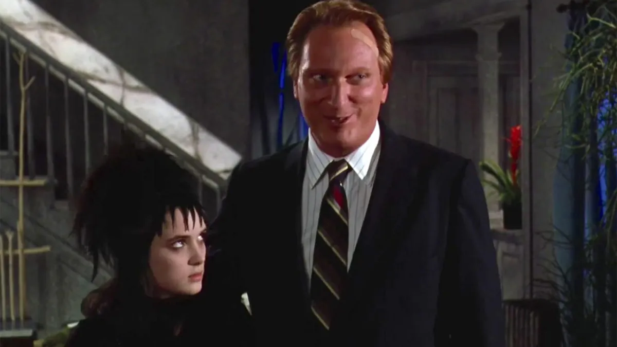 Lydia Deetz, a goth girl, and Charles Deetz, her business suit wearing father, in Beetlejuice.