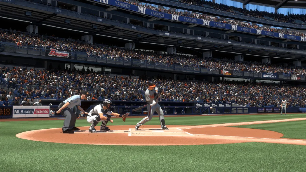 Adley checking his swing in MLB The Show 24. This image is part of an article about how to stop check swings in MLB The Show 24.