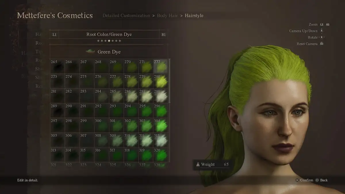 Green dye options at cosmetic store