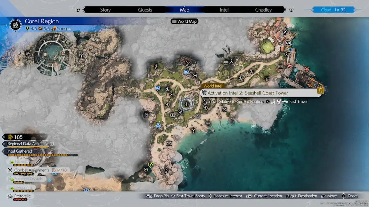 map view of seashell tower location