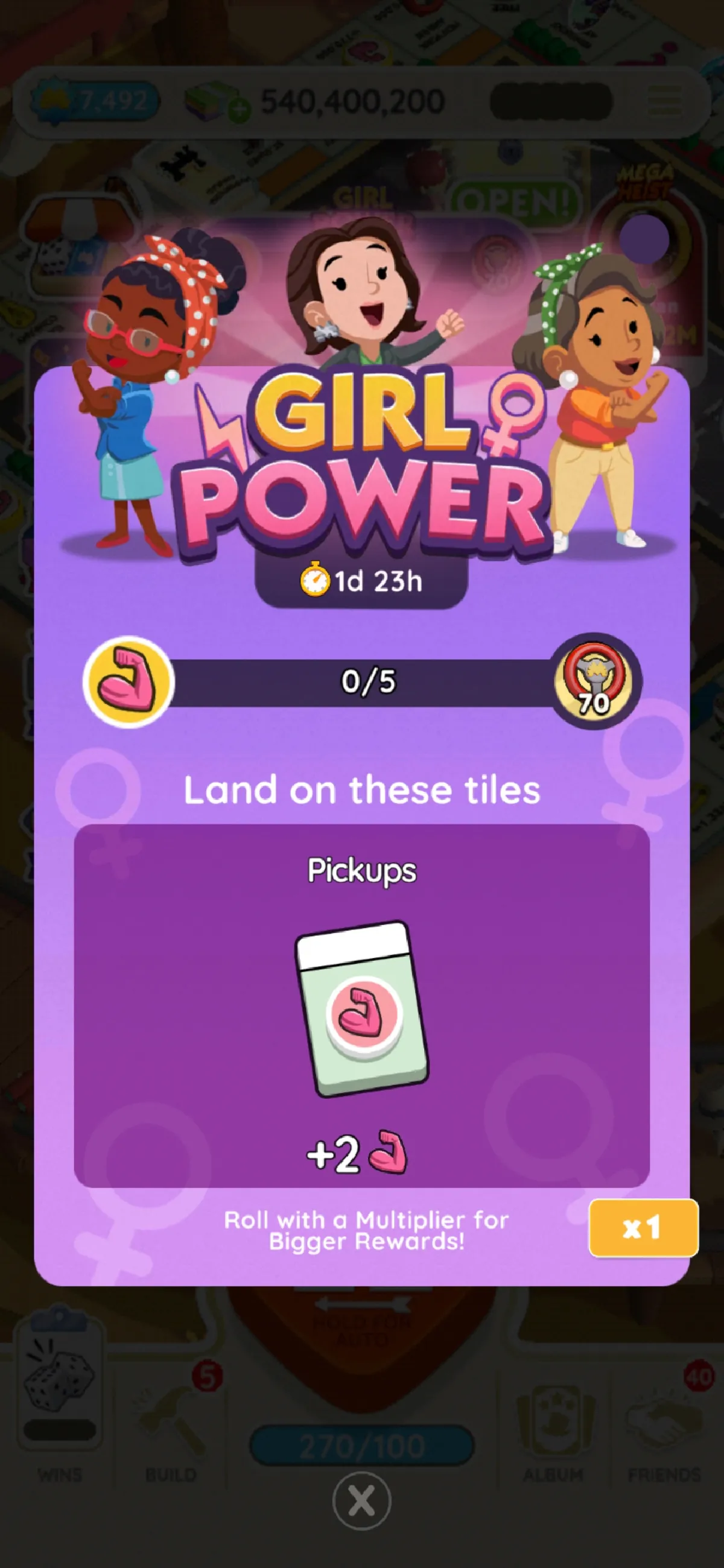 An image of the Girl Power event in Monopoly GO that shows three women standing above the logo for the event. The image is part of an article on all the event rewards and milestones for the Girl Power event in Monopoly GO.