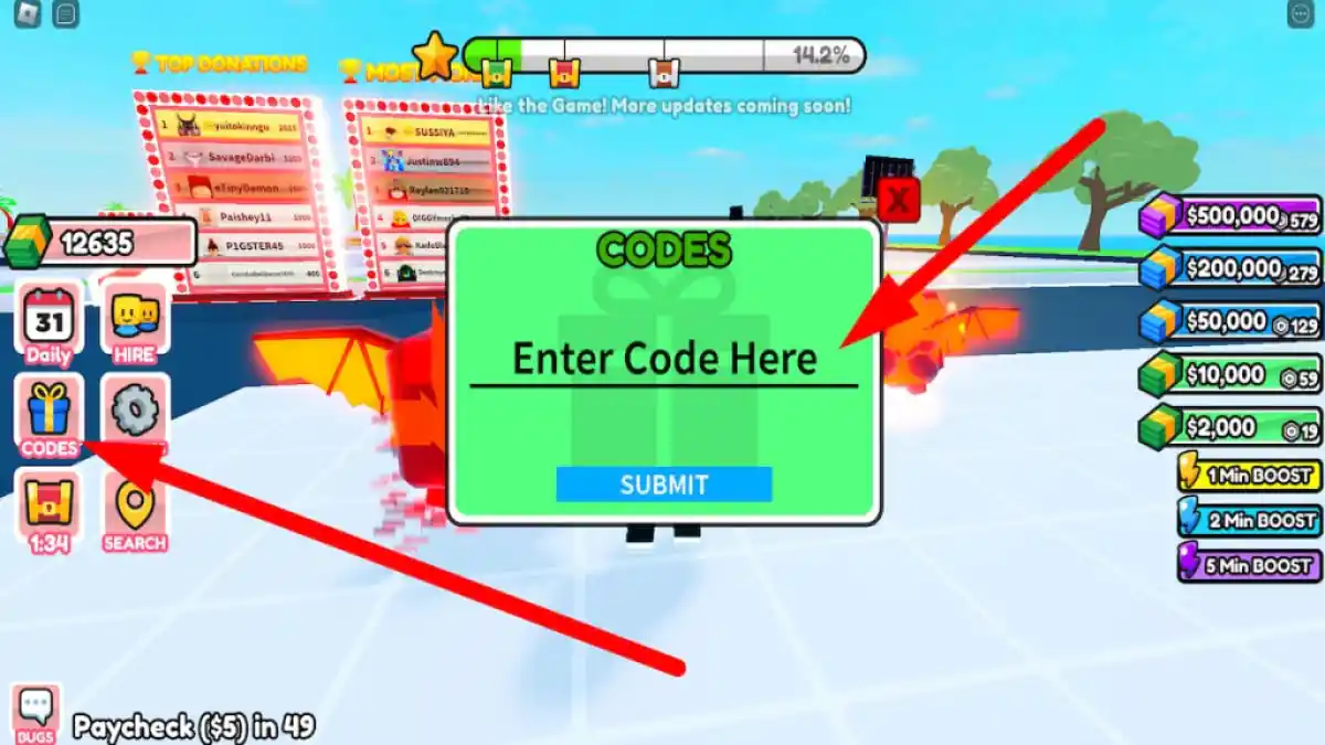 How to redeem codes in Burger Store Tycoon