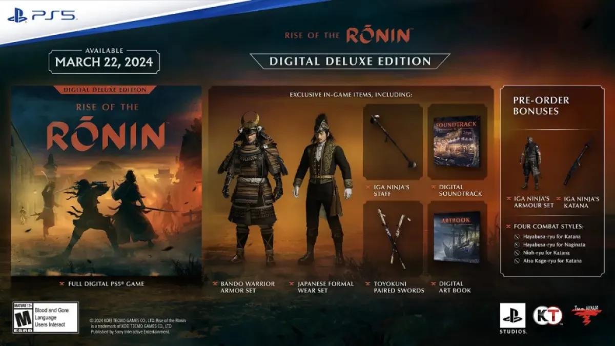 All Rise Of The Ronin Pre-order Bonuses and Editions