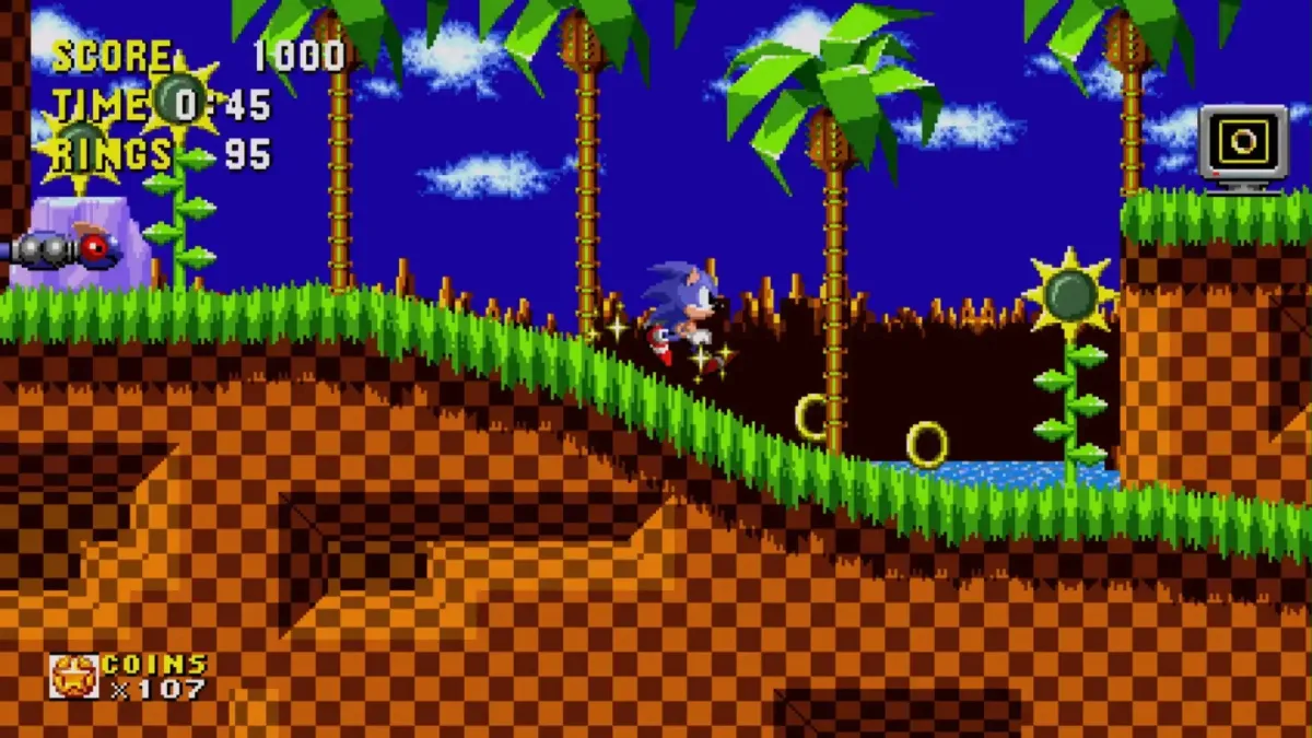 Sonic running in Green Hill Zone.