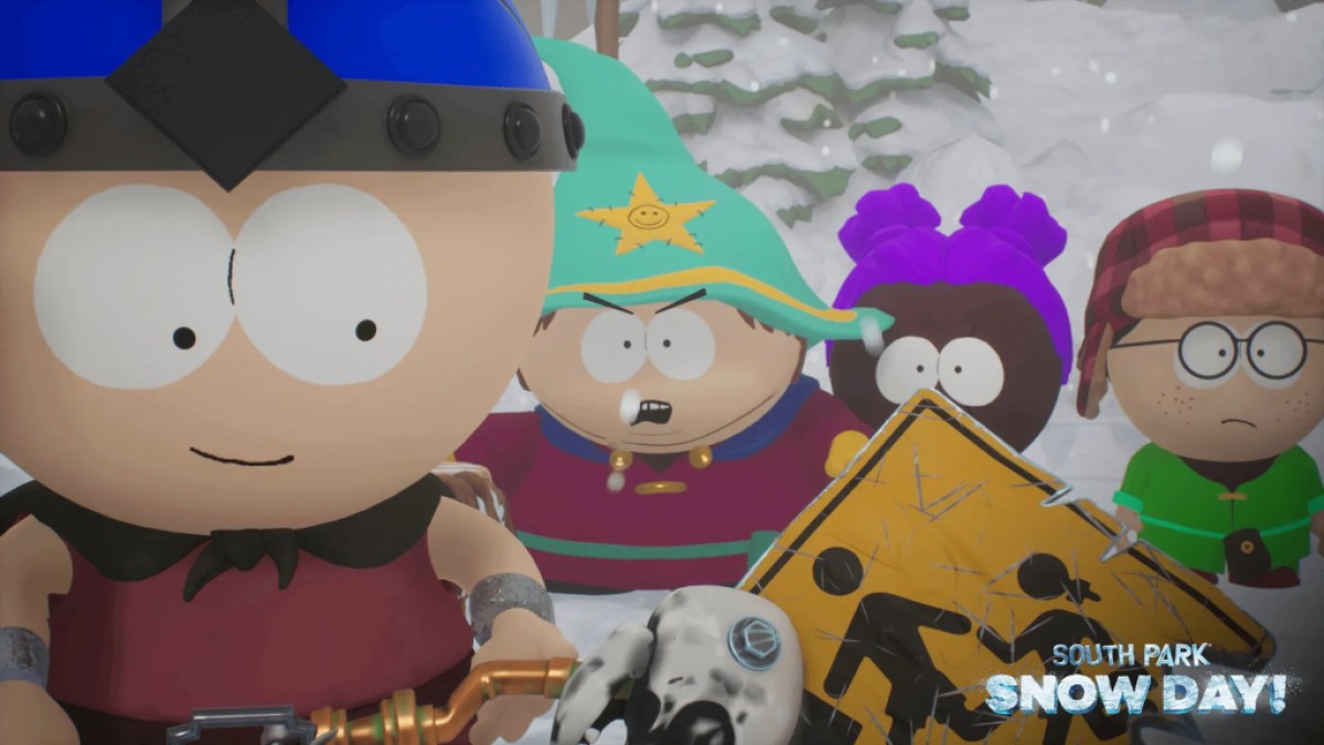 Cartman yelling at people at South Park: Snow Day. This image is part of an article about whether South Park: Snow Day is on Game Pass.