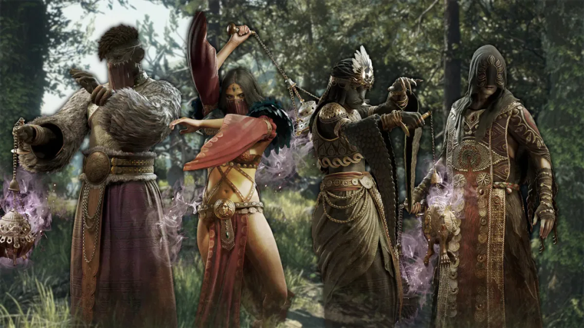 Four tricksters standing together in Dragon's Dogma 2. This image is part of an article about all Dragon's Dogma 2 vocations, ranked. 