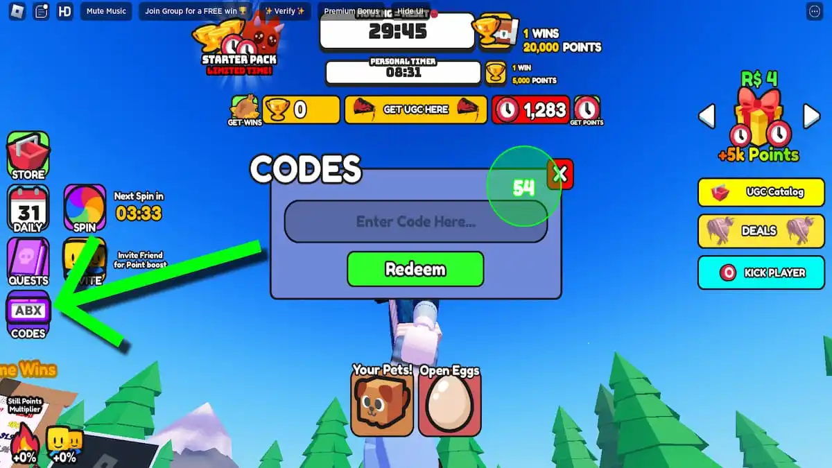 How to redeem codes in UGC Don't Move. 