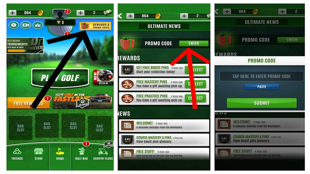 How to redeem codes in Ultimate Golf. 