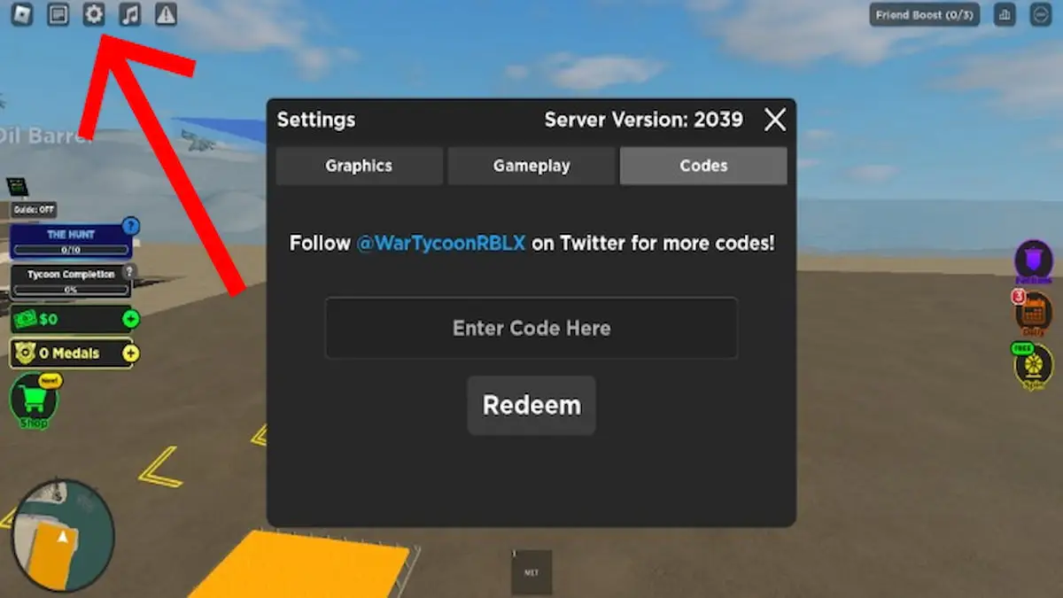 How to redeem codes in War Tycoon. 