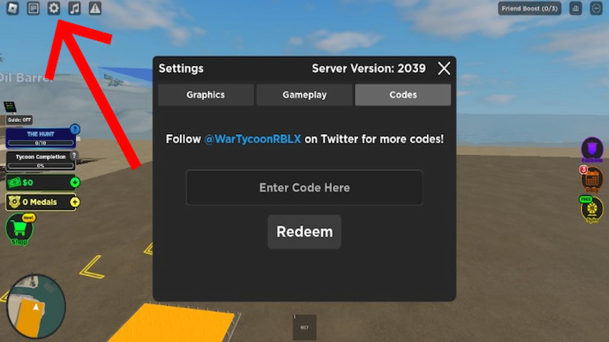 How to redeem codes in War Tycoon. 