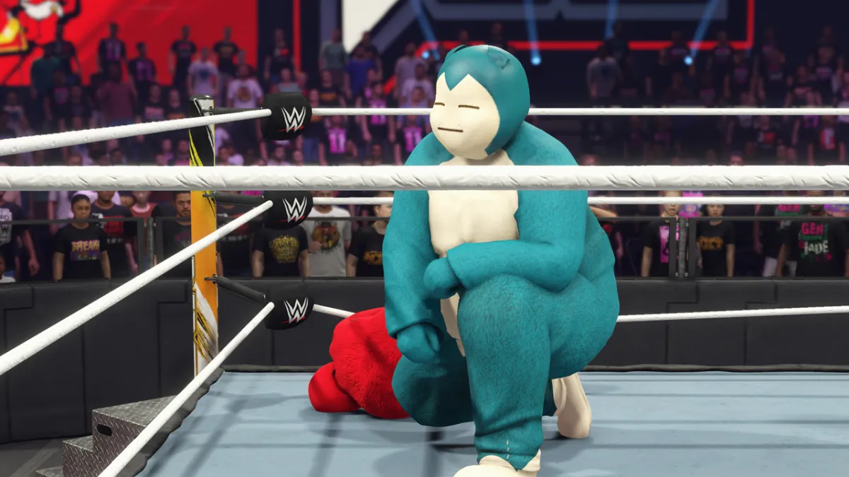 WWE 2K24 Snorlax fighting Elmo