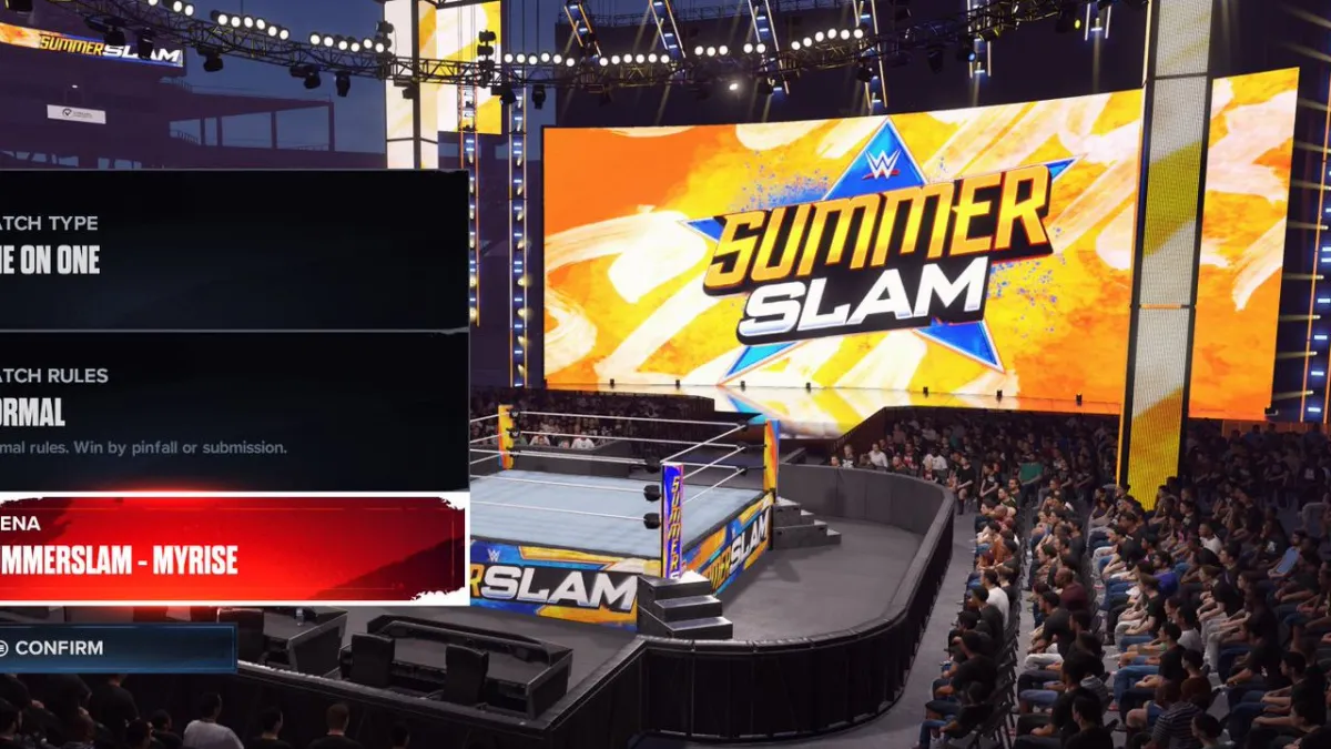 The SummerSlam MyRise arena in WWE2K24