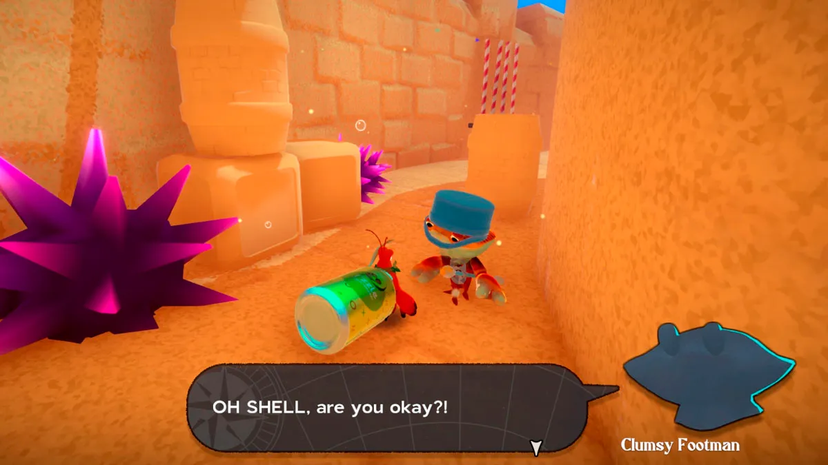 A regular dialogue line in Another Crab's Treasure