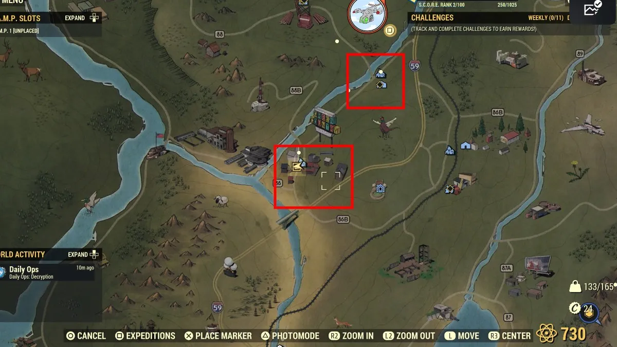 Brahmin location map for Fallout 76.