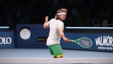 A created character hitting a return Control shot in Top Spin 2K25