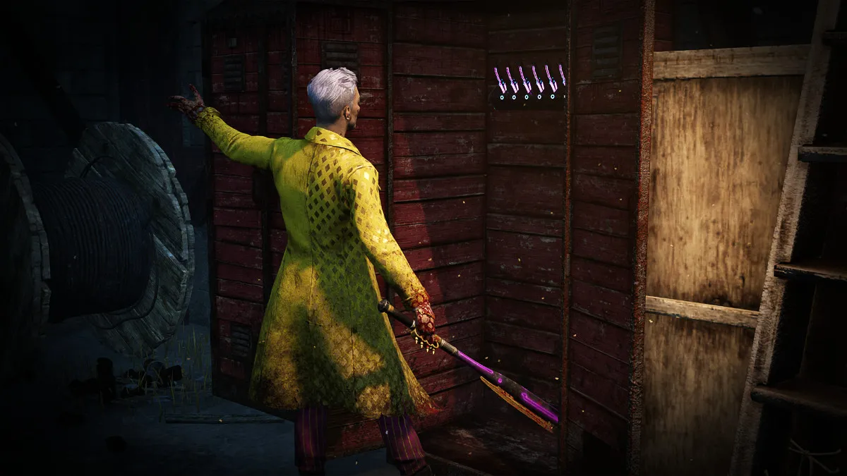 The Trickster refilling his knives in Dead by Daylight