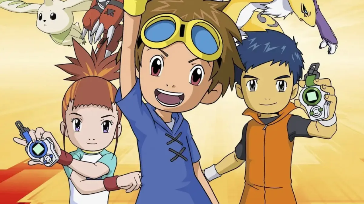 Takato, Henry, and Rika smile at the camera