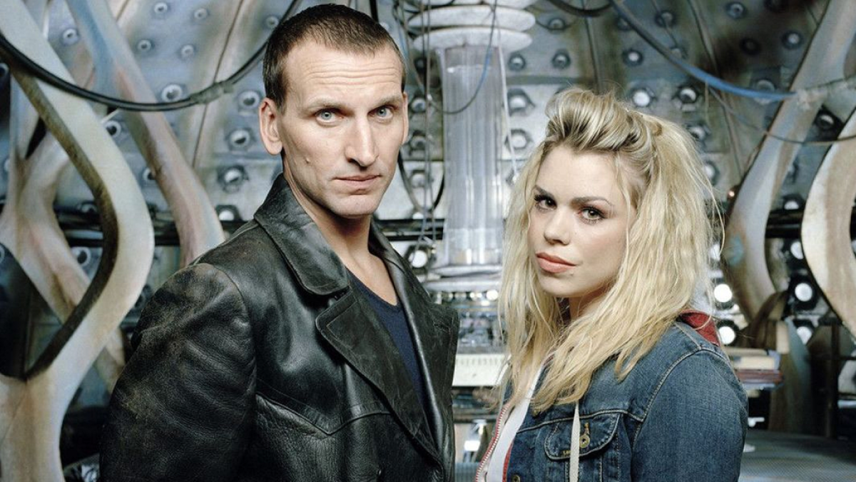 Christopher Eccleston as the Ninth Doctor and Billie Piper as Rose Tyler in Doctor Who Series 1 key art
