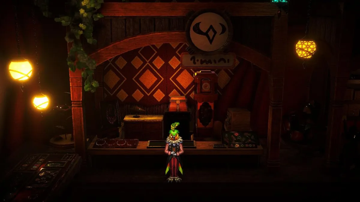 Screenshot of Squash's accessory shop in Eiyuden Chronicle: Hundred Heroes.