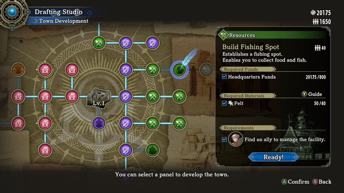 Screenshot of the Drafting Studio in Eiyuden Chronicle: Hundred Heroes.