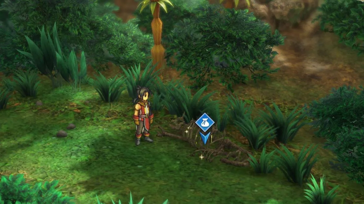 Screenshot of Nowa standing at a resource point in Eiyuden Chronicle: Hundred Heroes.