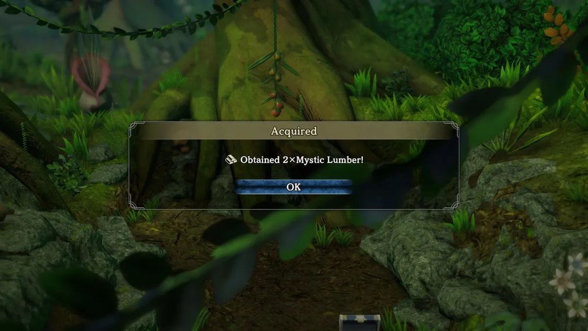 Screenshot of getting Mystic Lumber in Eiyuden Chronicle: Hundred Heroes.