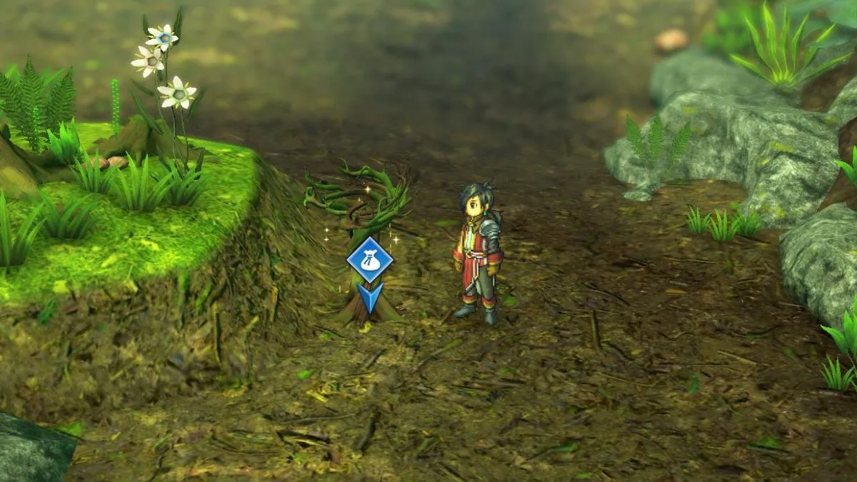 Screenshot of Nowa standing at a resource point in Eiyuden Chronicle: Hundred Heroes.
