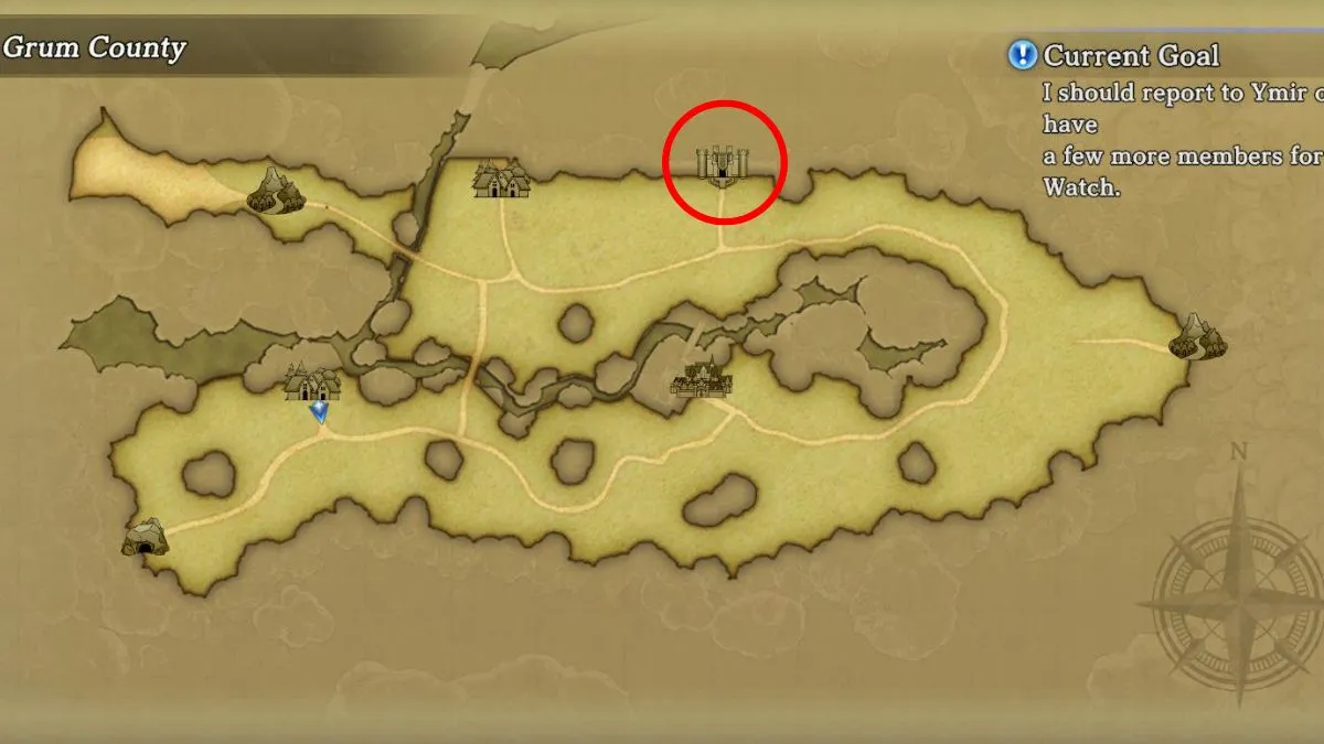 Screenshot of Yusuke's map location in Eiyuden Chronicle: Hundred Heroes.