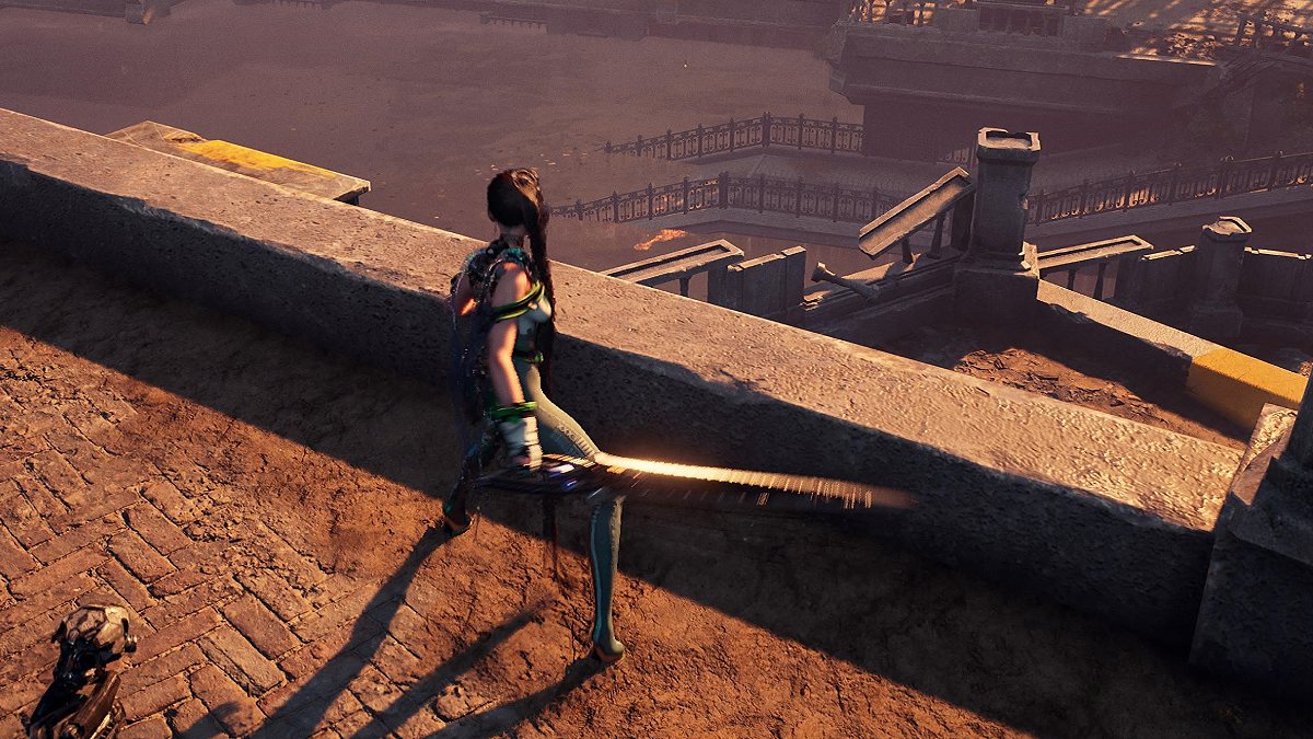 Eve standing ready to fight in Eidos 7 Stellar Blade