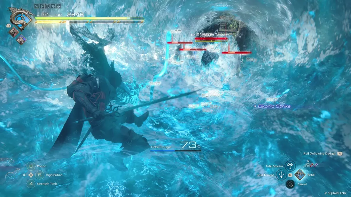 FF16 The Rising Tide screenshot of Clive using the Tsunami Leviathan skill