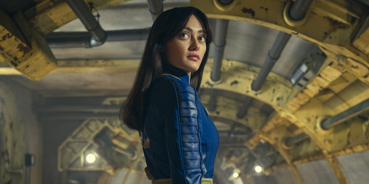Ella Purnell as Lucy MacLean in Fallout Season 1. This image is part of an article about all songs and the track list for Prime Video's Fallout TV series.